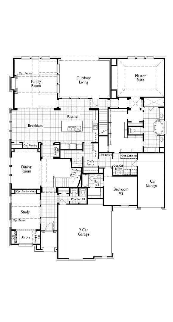 Highland Homes 617 Floorplan First Floor in The Grove Frisco